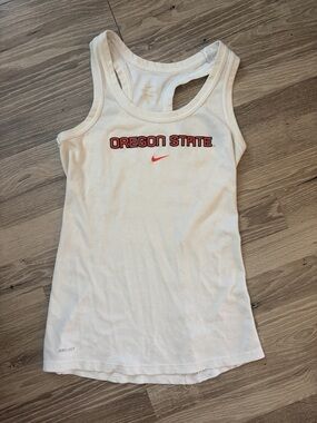 Nike White Tank Top with Orange Oregon State Logo